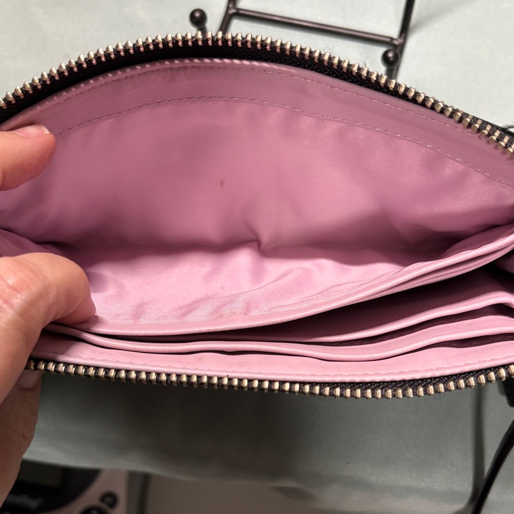 Coach Madison Zebra Print Large Wristlet Lurex Cloth Black Patent Leather Pouch - Picture 7 of 9